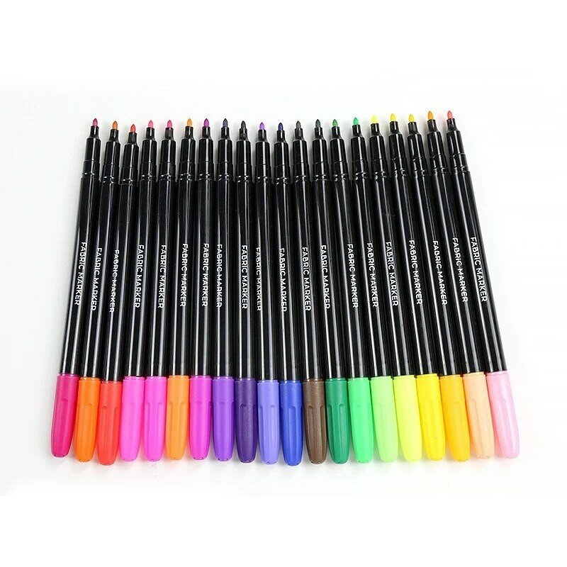 24 Kleuren Waterdichte Colorfast Textiel Marker Pen Permanente Kleur Pen Voor Diy Kleding Kunst Graffiti Tekening Schilderij Pen