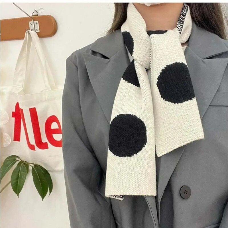 Warm Winter Accessories Knitted Autumn Winter Polka Dots Scarves Women Scarf Girls Scarves Neck Warmers