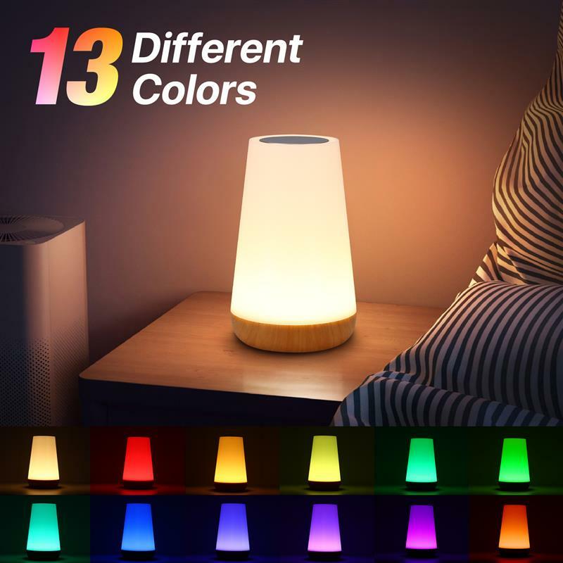 Table Lamp With Remote Control Color Changing Touch Night Light RGB Dimmable USB Rechargeable Portable Room Nightstand Lamps