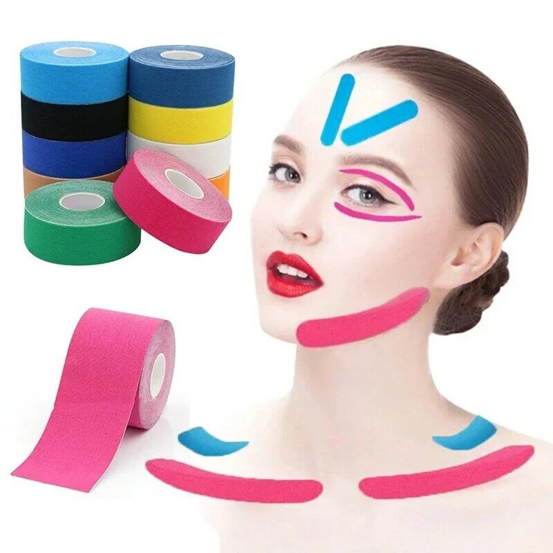 Kinesiologie-Band für Gesicht V-Linie Hals Augen Heben Band Falten entferner Aufkleber Gesicht Hautpflege-Tool Bandagem Elastica 2,5 cm * 5m