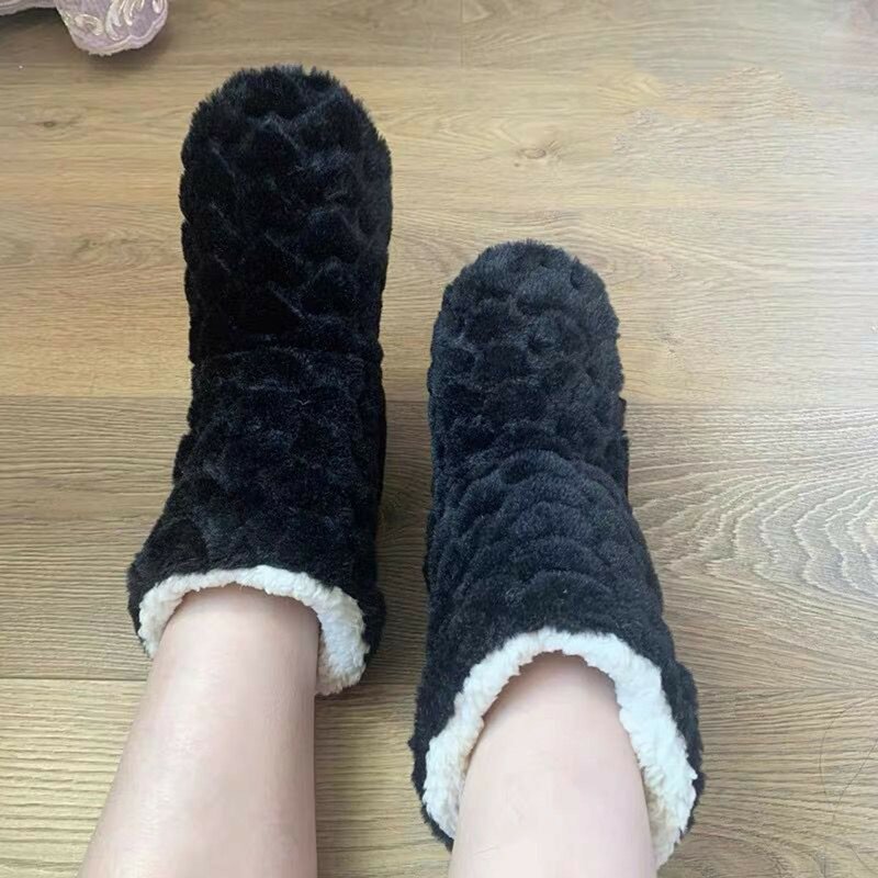 Winter Women Slippers Shoes Winter Couple Floor Socks Adult Non-Slip Thickening Velvet Indoor Dance High-Tube Warm Slippers