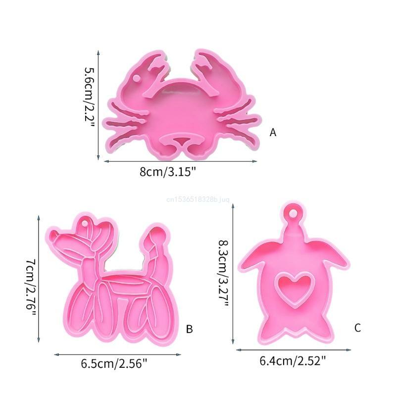 Silikon Krabbe Hund Schildkröte Schlüsselanhänger Form mit Loch Schlüsselanhänger Anhänger DIY Handwerk Dropship