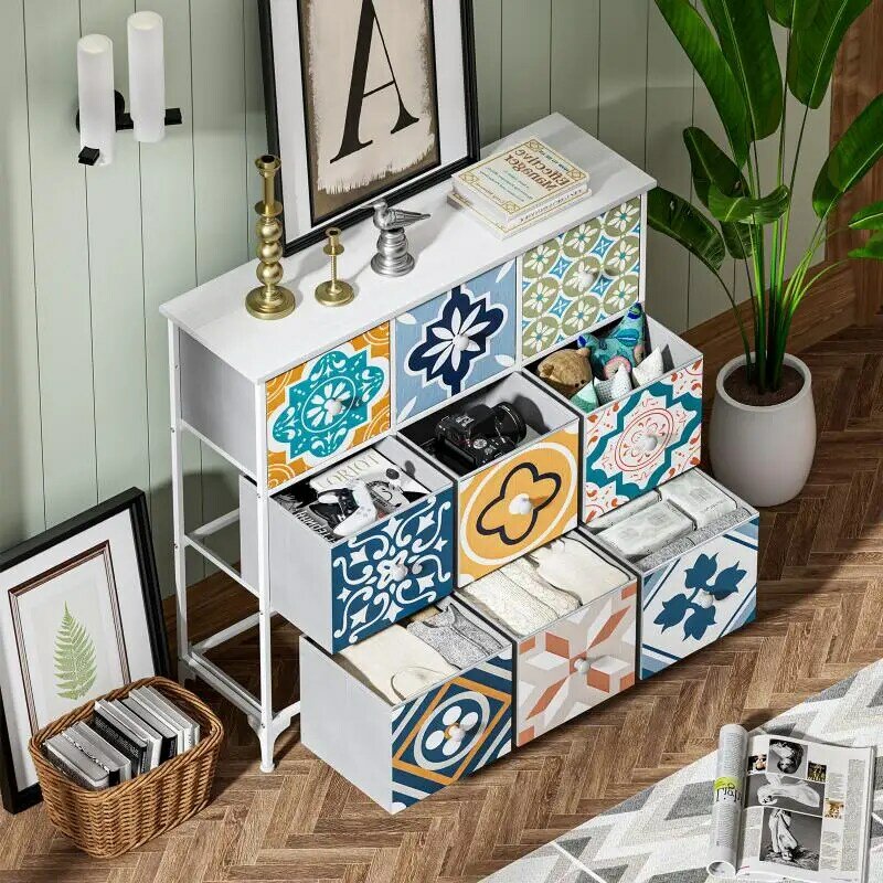 Multifunctional Storage Cabinet Fabric Storage Cabinet With 9 Foldable Drawers Space-saving Cabinet For Living Room Bedroom