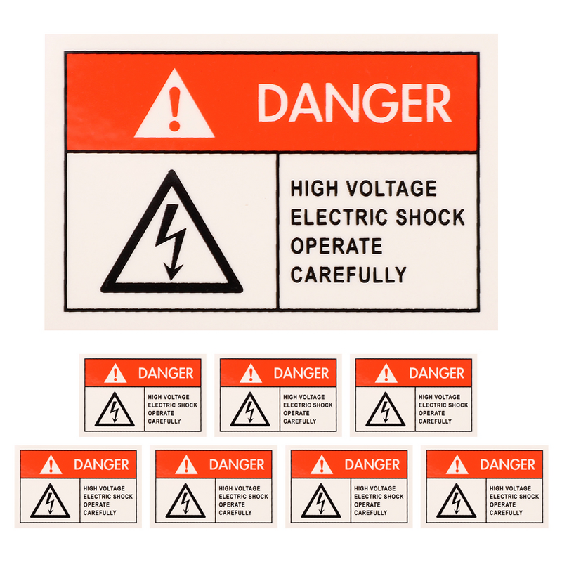Sinal anti-elétrico do cuidado para o cuidado, Anti-aviso Choques Etiquetas, Pp alto, 8 Pcs