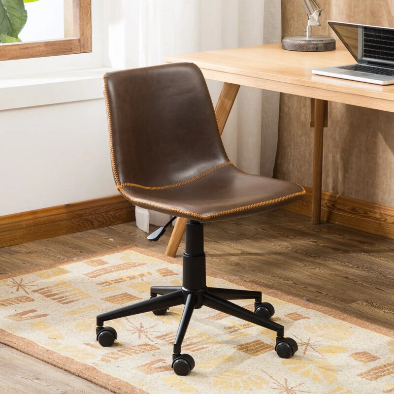Fauteuil élévateur à air comprimé en similicuir marron antique, rembourrage confortable, utilisation à la maison ou en direction, fauteuil de bureau à 360
