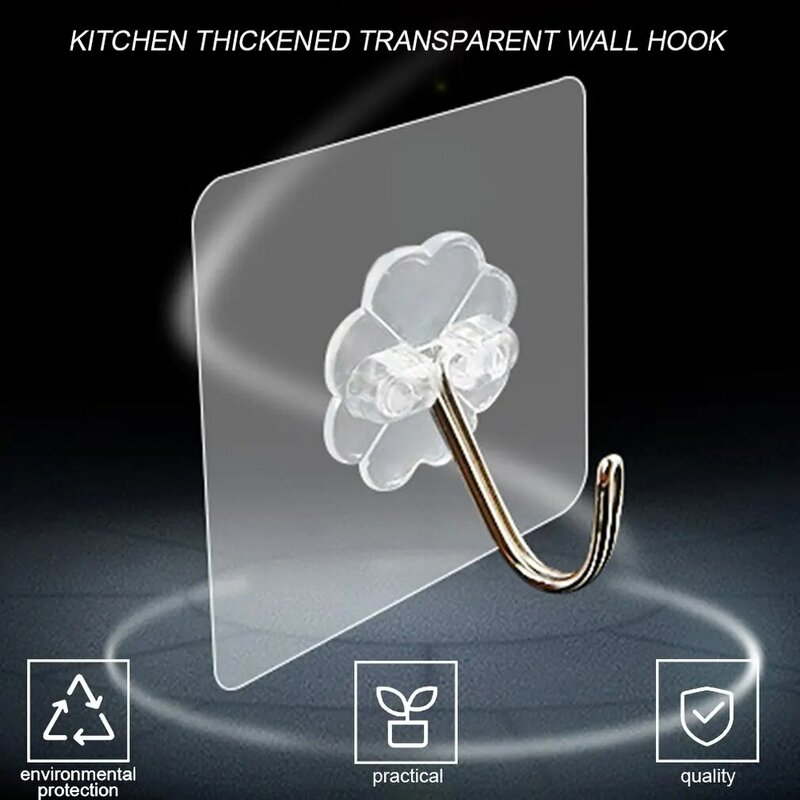 Multi-Purpose Transparente colado ganchos, toalheiro, suporte, gancho, gancho, banheiro, cozinha, parede, porta, casa, organizador