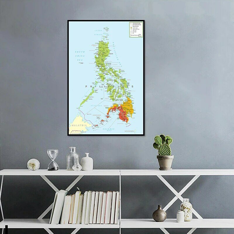 60*90cm Map of The Philippines Wall Decorative Canvas Painting Unframed Poster Art Print Living Room Home Decor School Supplies