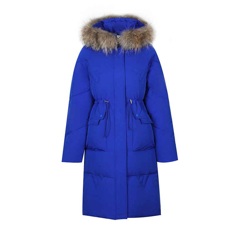 2022 Baru Jaket Musim Dingin Wanita Mantel Panjang Kerah Bulu Berkerudung Kapas Jaket Mantel Longgar Kapas Hangat Gumpalan Jaket Pakaian Luar
