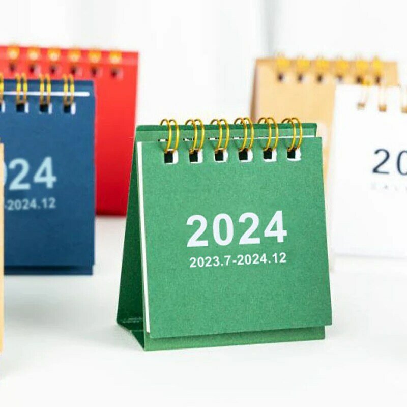 ミニデスクトップスタンドフリップカレンダー、計画と整理、毎日のスケジュール、事務用品、2023-2024