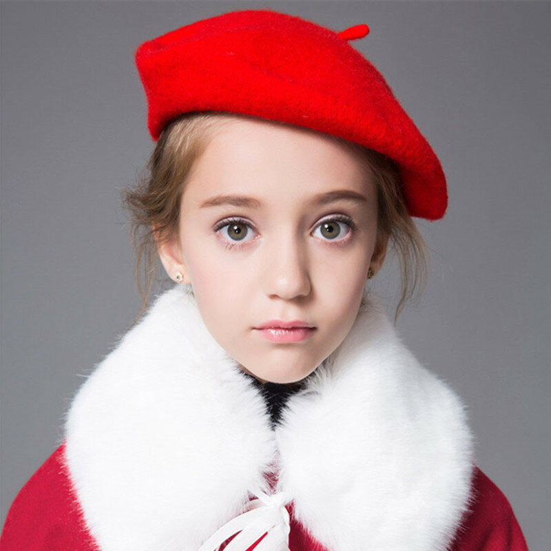 여성 소녀 베레모 프랑스 아티스트 따뜻한 울 겨울 비니 모자, 빈티지 일반 베레모 모자 단색 우아한 레이디 겨울 모자