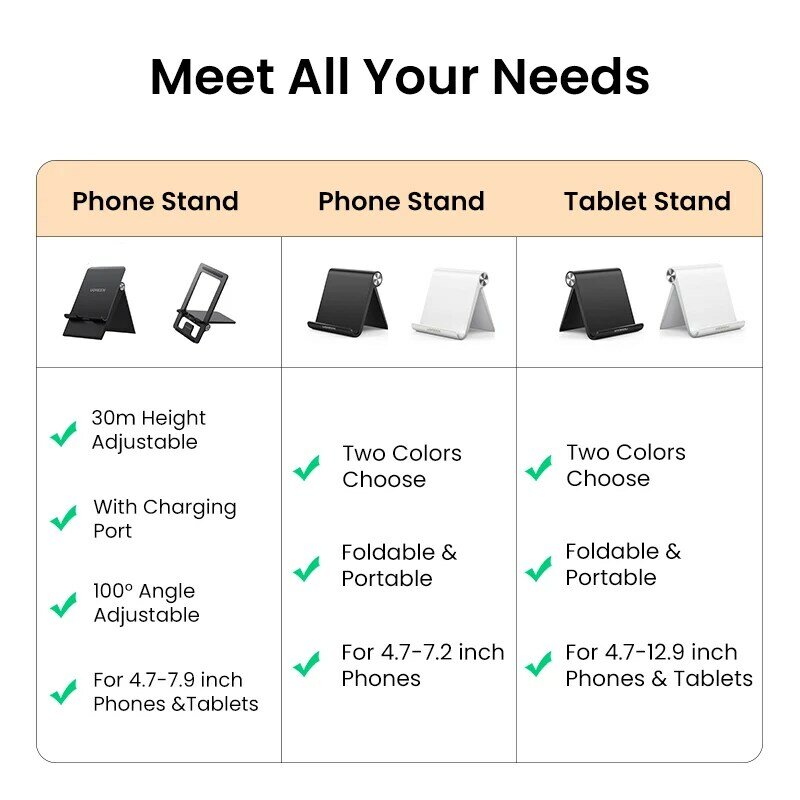 UGREEN – support de bureau pliable pour téléphone portable, réglable, pour Samsung Galaxy S20 iPhone XS X