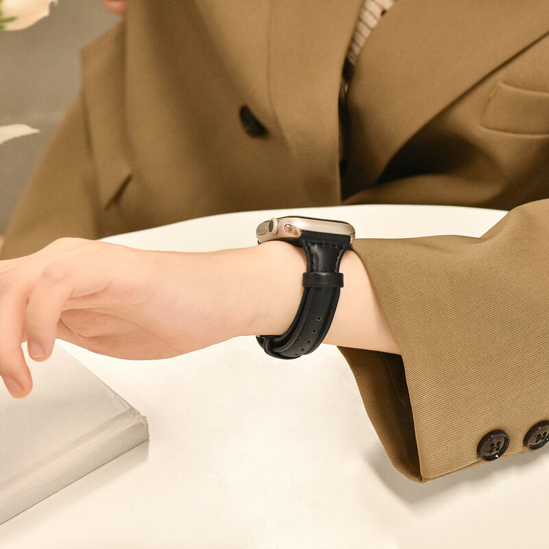 Schlankes Echt leder armband für Apple Watch Serie 9 41/45mm 8 7 Correa Band 38/42mm Ultra 49mm Armband iwatch se 6 5 4 3 40mm/44mm