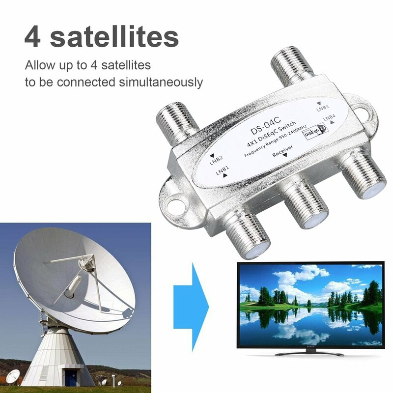 New TV DiSEqC Switch 4x1 DiSEqC Switch Satellite Antenna Flat LNB Switch For TV Receiver High Quality For Satellite Receiver