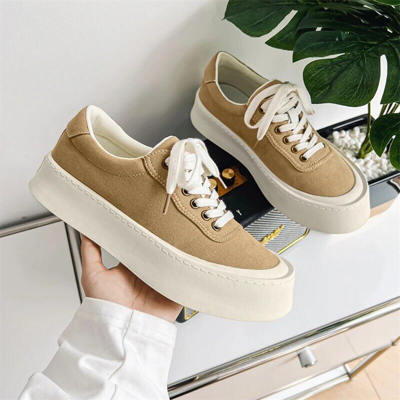 Top Quality Men Canvas Shoes Fashion Thick Sole Platform Casual Sneakers Trendy Street Board Shoes Vulcanized Shoes Espadrille