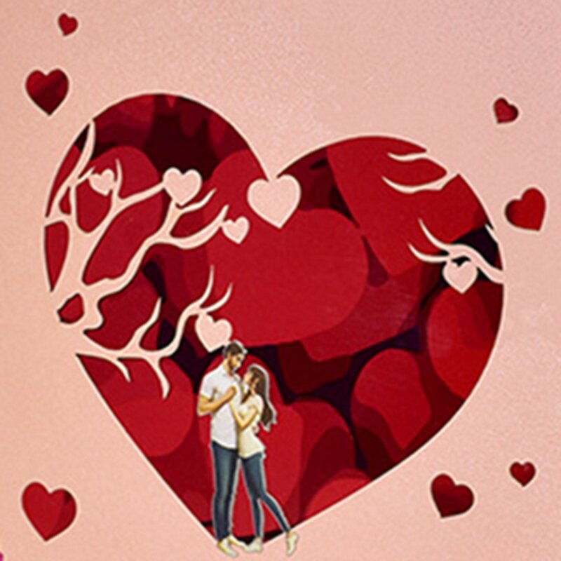 Kartu Hari Valentine, kartu ucapan 3D untuk Hari Valentine, pernikahan, hari jadi, pertunangan, untuk pria wanita