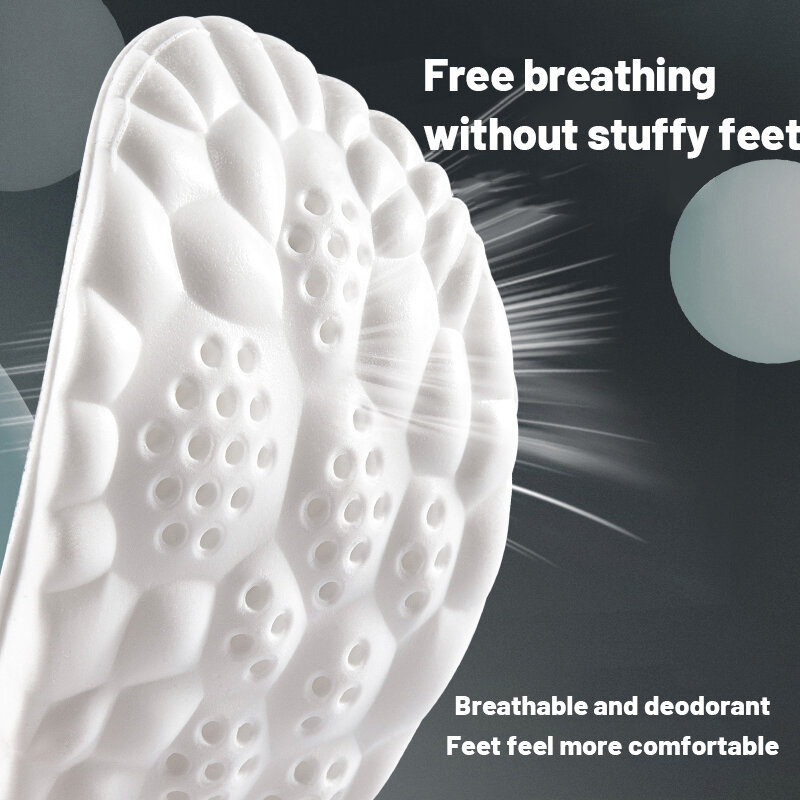 กีฬา Insoles 4D Latex Super Soft ความยืดหยุ่นสูงรองเท้า Anti-Pain ระงับกลิ่นกายเบาะ Arch Support Insoles เท้าพื้นรองเท้า