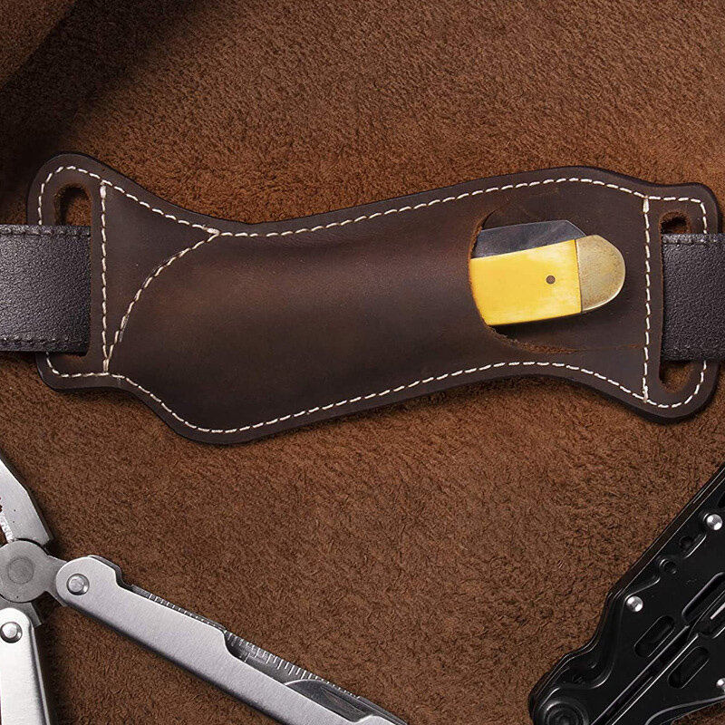 Fundas de cuero para cuchillos de cinturón, funda de bolsillo EDC, portacuchillas plegable