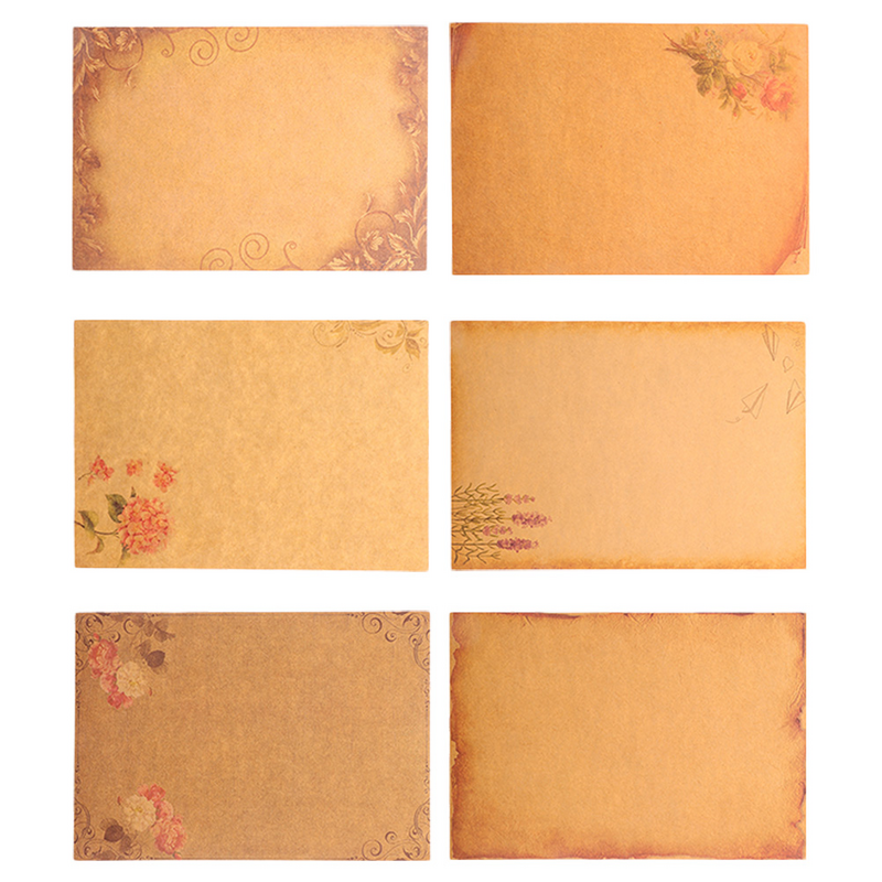 48 buah alat tulis antik tulisan huruf Retro dekorasi kertas Kraft dekoratif kosong elegan