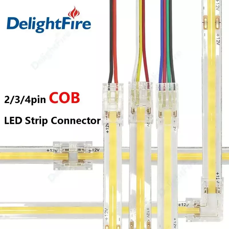 Conector COB de 2 pines, cable de extensión de Terminal de tira LED de 5mm, 8mm y 10mm, conectores LED, Clips fijos para luces LED COB 2835 5050 SMD