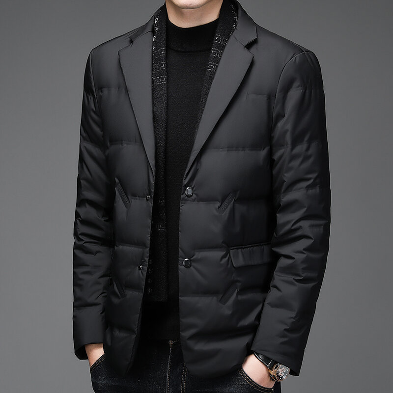 2022 nova jaqueta masculina de inverno para baixo superior da marca masculina terno quente gola para baixo casaco masculino negócios quente casual