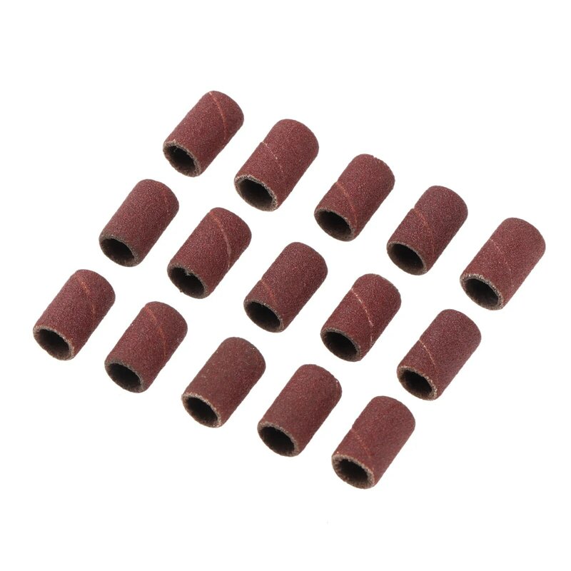 100Pcs 6.35mm Drum Sanding Bands for Nail Power Drills Accessories Manicure Pedicure Polishing Tools Grit 80 120 180 240 320 600