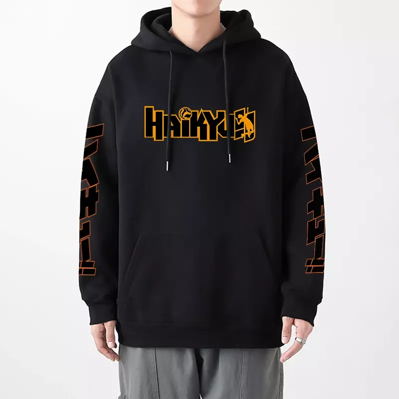 Худи мужское с японским аниме принтом манги Haikyuu, новая модная толстовка, флисовые свитеры в стиле хип-хоп, милая одежда для мужчин