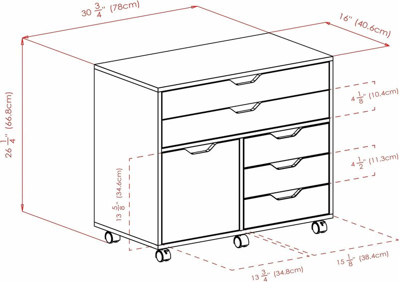 Wood Halifax Cabinet, 2 Large Drawer with 3 Small Drawer, White