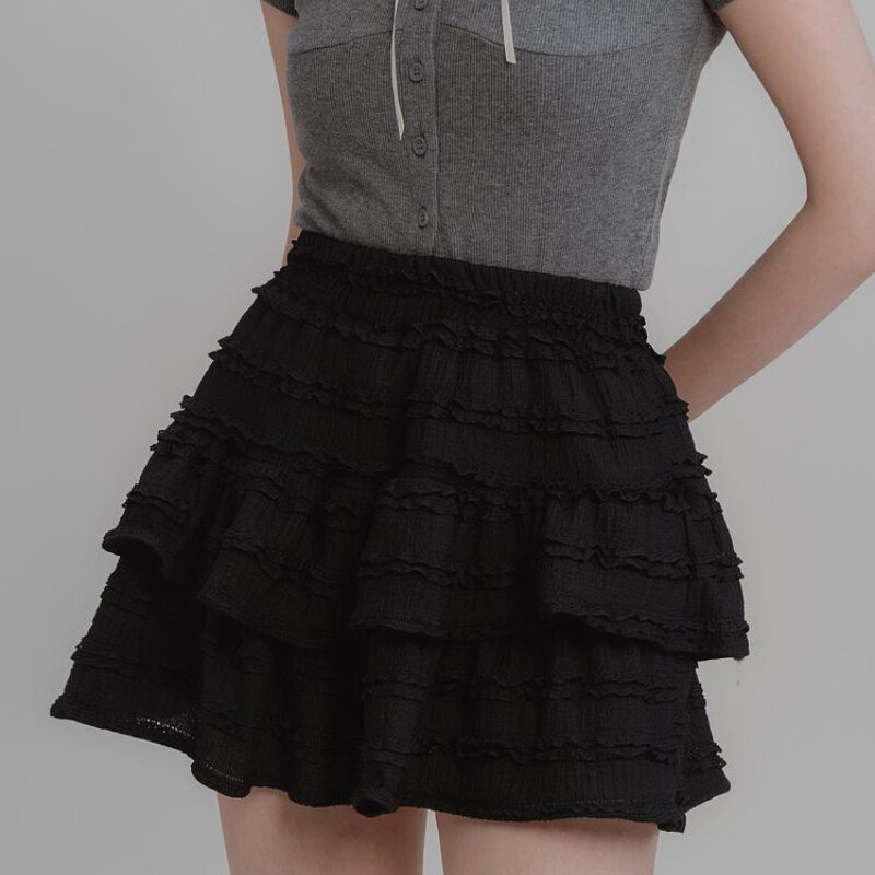 Женская кружевная мини-юбка с оборками, в Корейском стиле