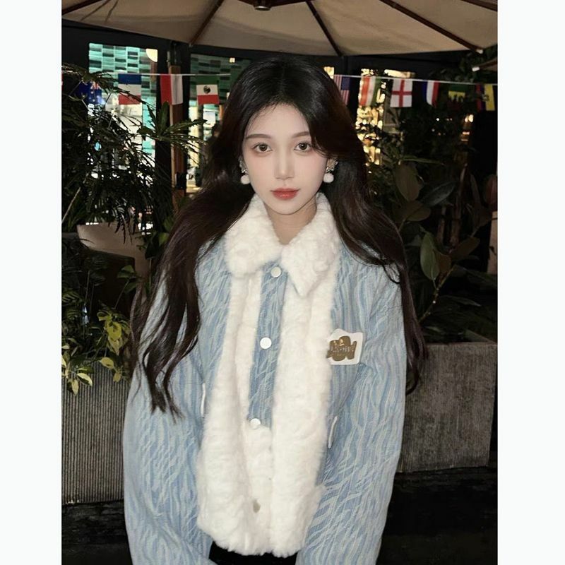 Koreańska jagnięca pluszowa kurtka jesienna i zimowa damska moda damska luksusowa damskie płaszcze odzież wierzchnia