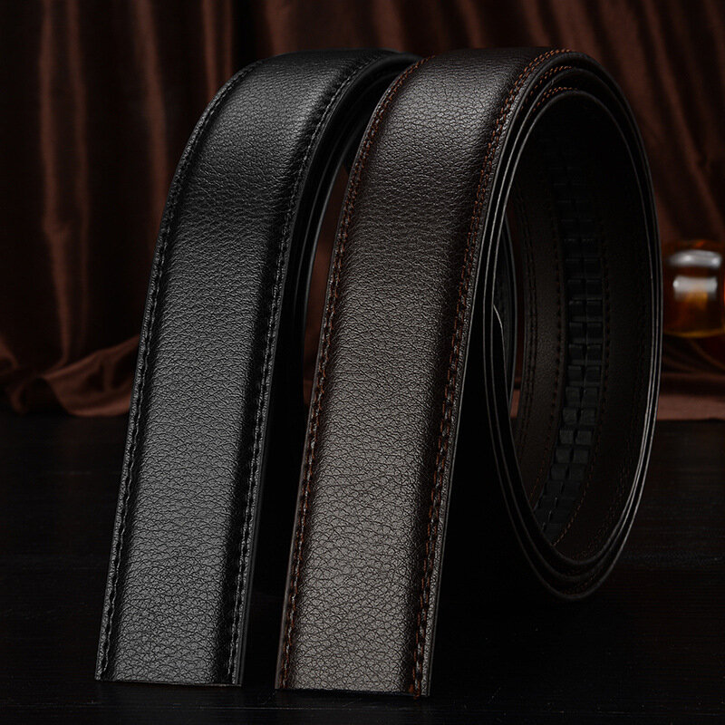 3.0cm 3.5cm Width Real Genuine Leather Automatic Buckle Belt Body No Buckle Cowskin Belts Without Buckle Black Coffee