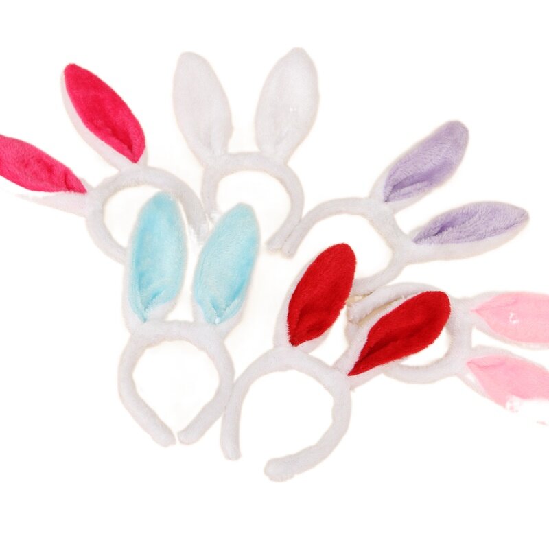 Plush Rabbit Ear Hair Hoop Bunny Ears Headband Theme Party Stage Performance Headdress Christmas Easter Cosplay Costum
