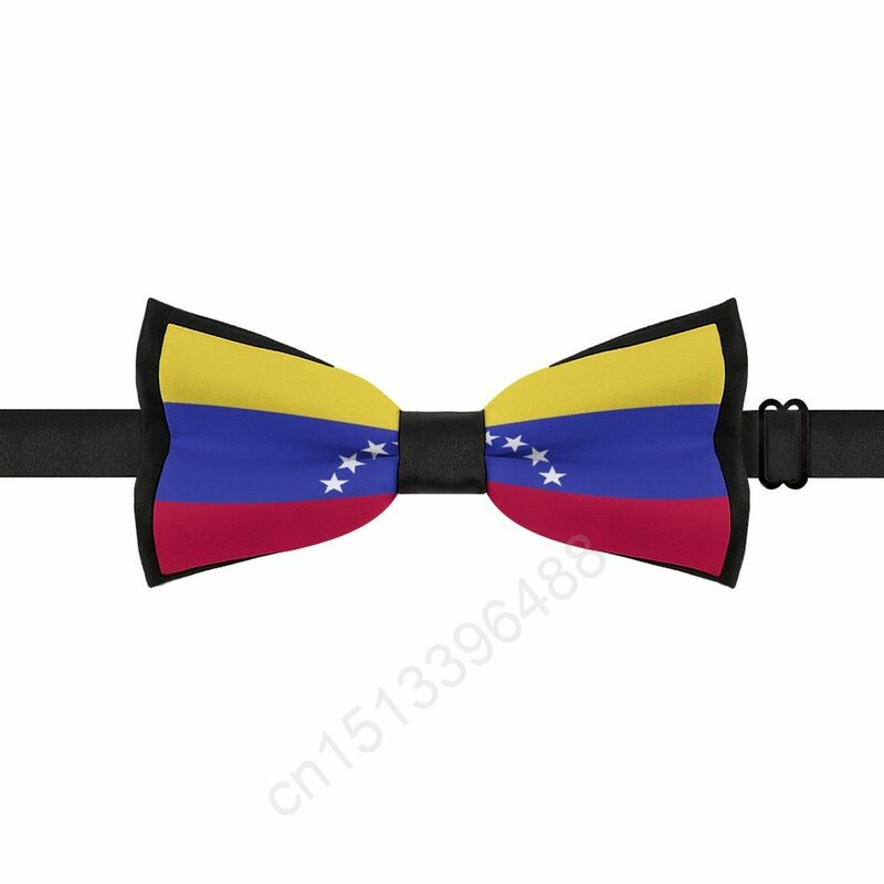 Nowa poliestrowa muszka flaga wenezueli dla mężczyzn moda na co dzień męska muszka krawat na garnitury na wesele krawat