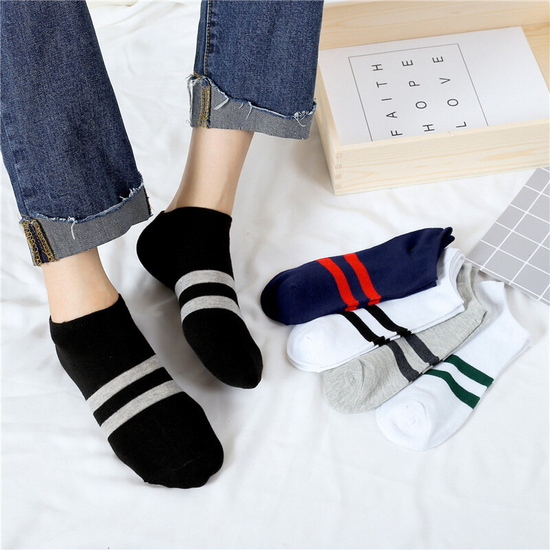 5/10 Pairs High Quality Men's Fashion Casual Socks Cotton Sports Men's Boat Socks Solid Color Breathable Bissiness Short Sock