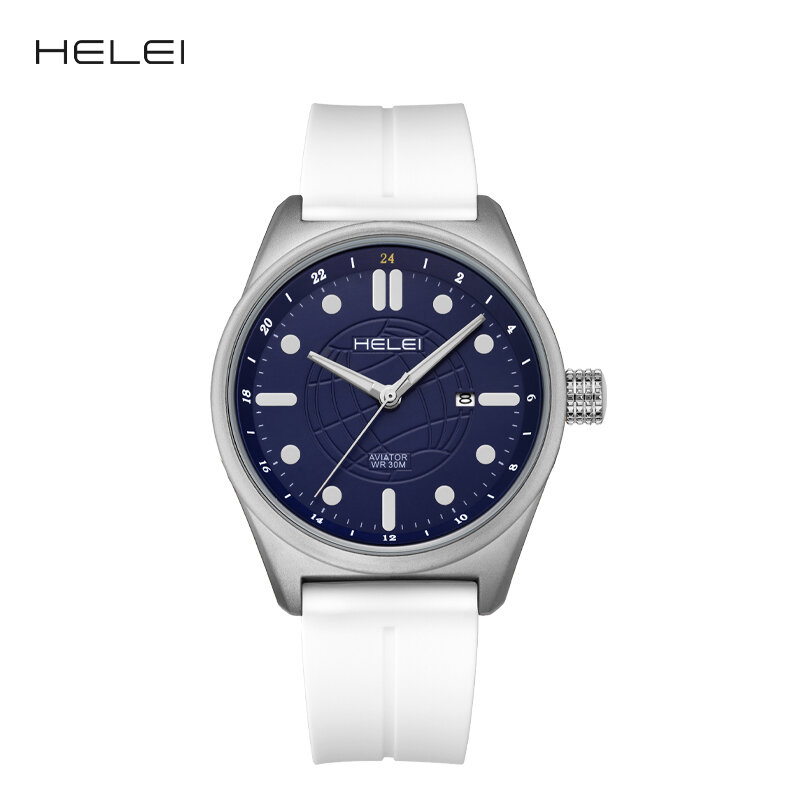 HELEI Fashion new sports casual quartz watch date magnetic silicone strap men's wristwatchFashion new sports casual quartz wa