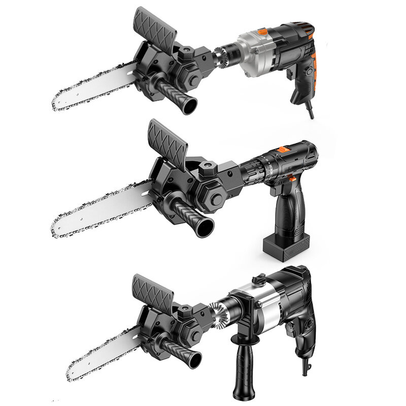 Broca Elétrica Modificado para Elétrica Chainsaw Adapter Tool, Portátil Conversão Cabeça Kits, Woodworking Poda Ferramenta, 6 ", 1Pc