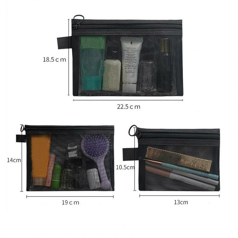 Bolsa de maquillaje transparente con cierre de cremallera, bolsa de aseo de gran apertura, viaje, maquillaje, auriculares, estuches de llaves