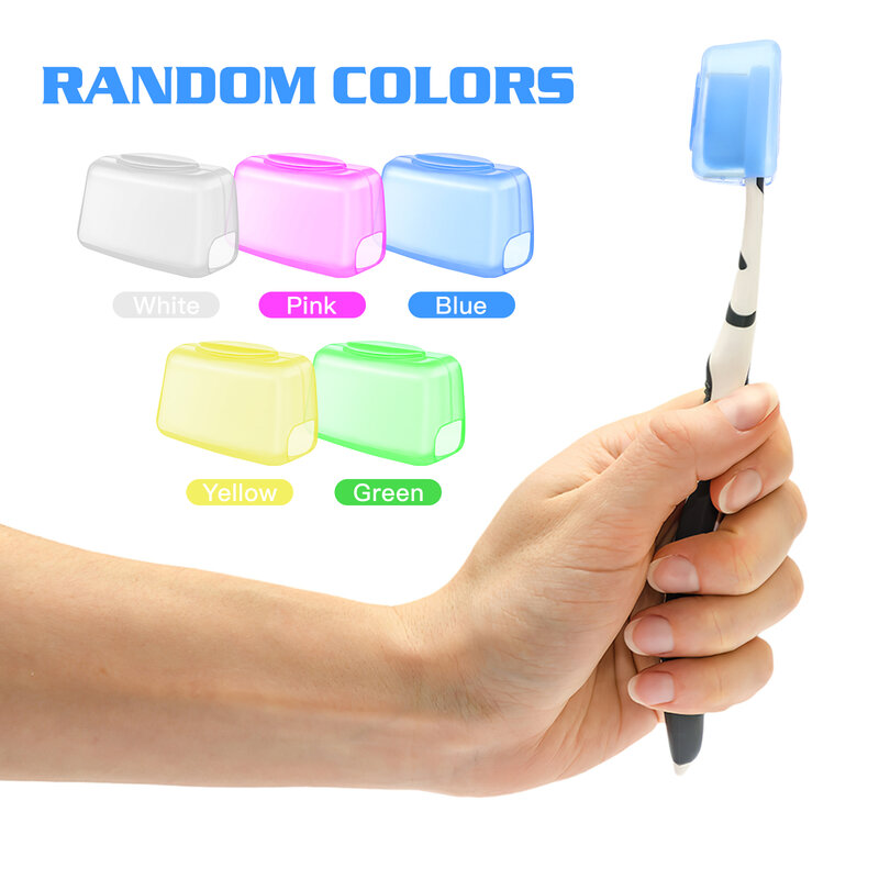 10pcs Plastic Toothbrush Head Covers Toothbrush Caps Toothbrush Head Protective Case For Travel Hiking Camping(Random Color)