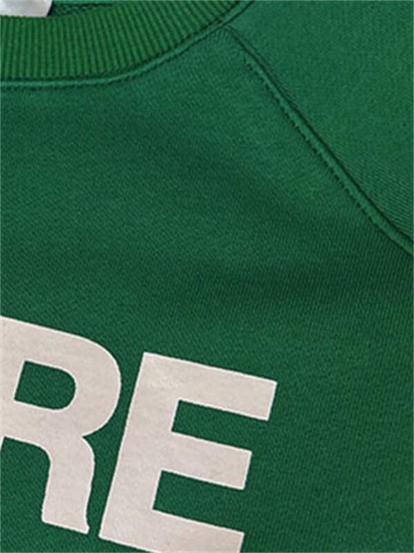 Женский свитшот с буквенным принтом, хлопковый топ с круглым вырезом, зеленый, новинка весны 2024, женские повседневные Пуловеры с длинным рукавом