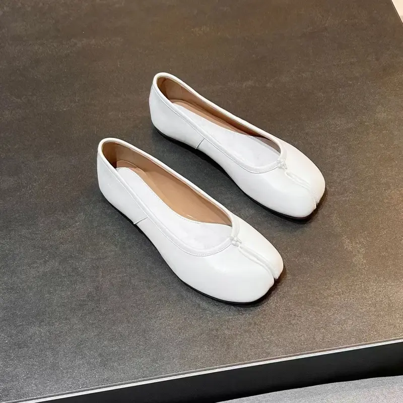 Genuine Leather Loafers Woman Casual Split Toe Shoes High Quality Summer Shoes Woman Casual Ballet Flat Walking Shoes For Women