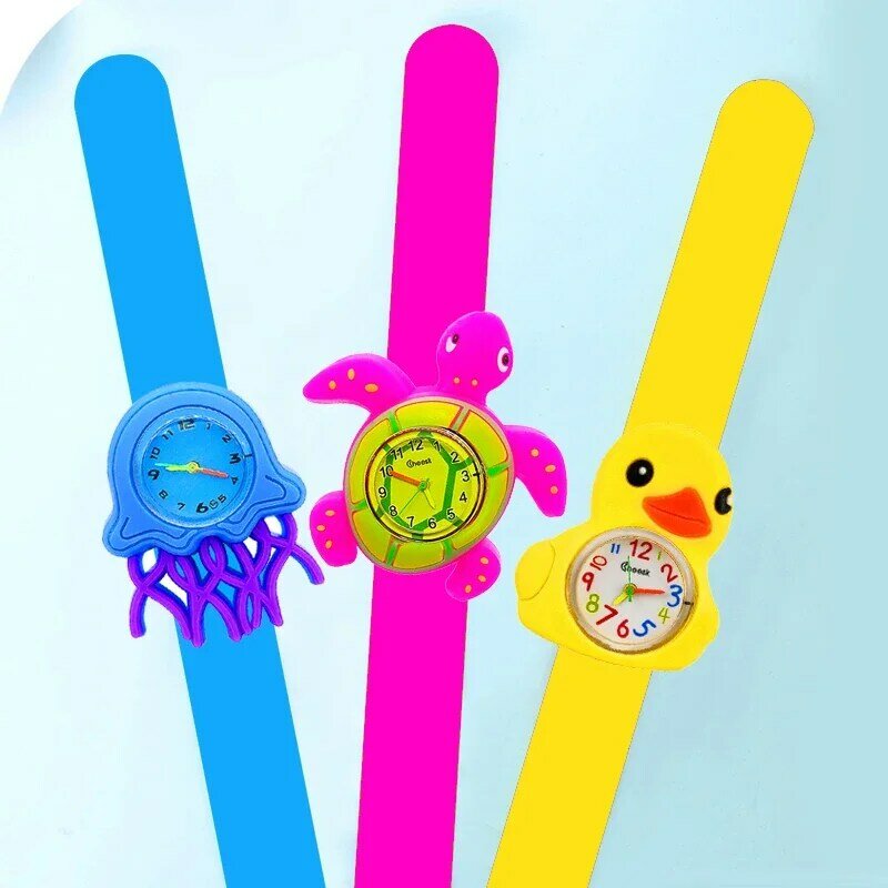Модные детские часы с браслетом для девочек и мальчиков, Детские часы с мультяшными водными животными, детская игрушка для обучения времени, детские часы, подарок на Рождество