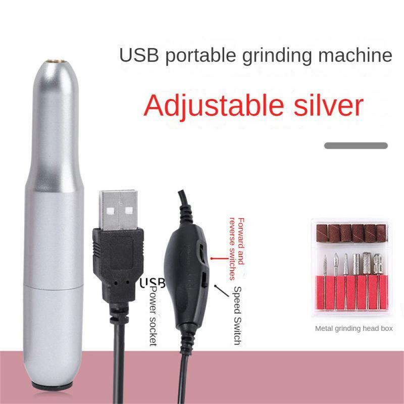 Carregamento USB Nail Drill Sander, removedor de pele morta, máquina de manicure, polidor elétrico, Nail Art Pen