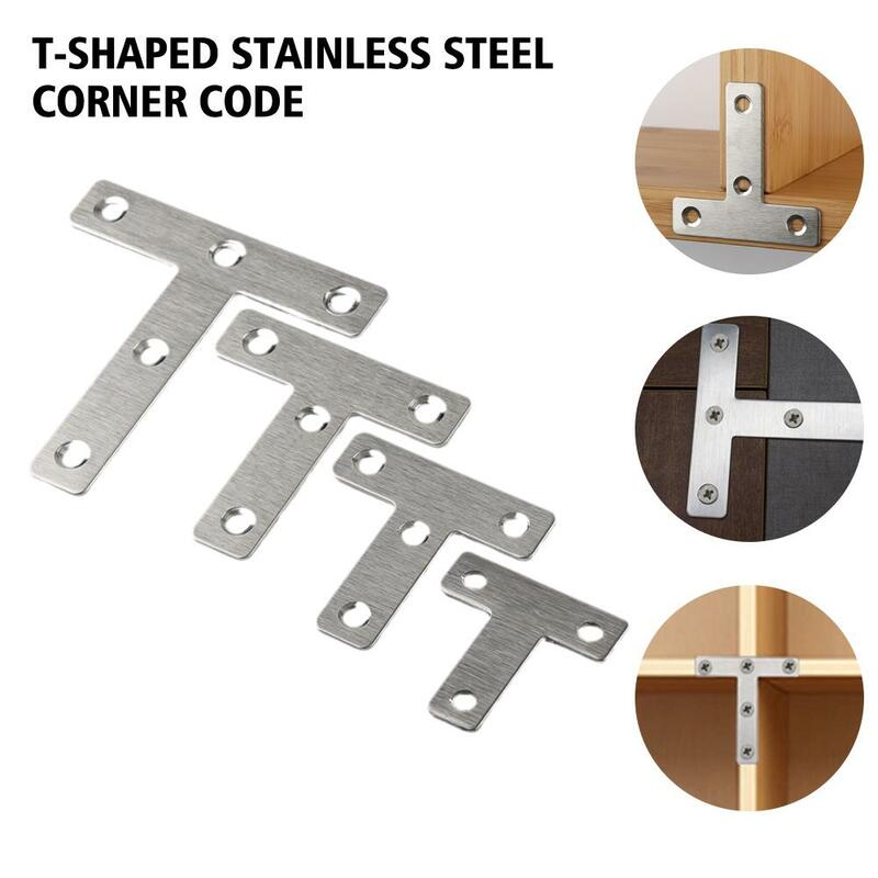 Stainless Steel T Shaped Corner Brackets Mending Repair Angle Plate Fastener Angle Connecting Codes Hardware Piece Furnitur A4l3