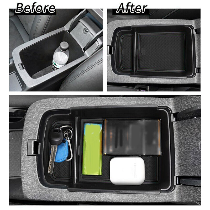 Black Car Front Center Console Armrest Storage Box Tray Organizer with Non-slip Mat Fit for Chevrolet Trax Buick Envista 2024