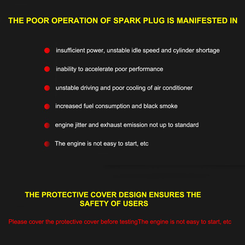 Sparkプラグテスターは、車のspark用の保護カバー付きの2つのスパークプラグ点火プラグシステムアナライザーを備えています