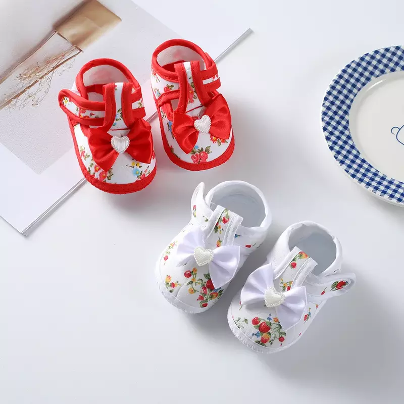 Sepatu Princess bayi baru lahir, sepatu jalan bayi baru lahir Sol empuk pita lucu sepatu tunggal bayi usia 0-1 tahun
