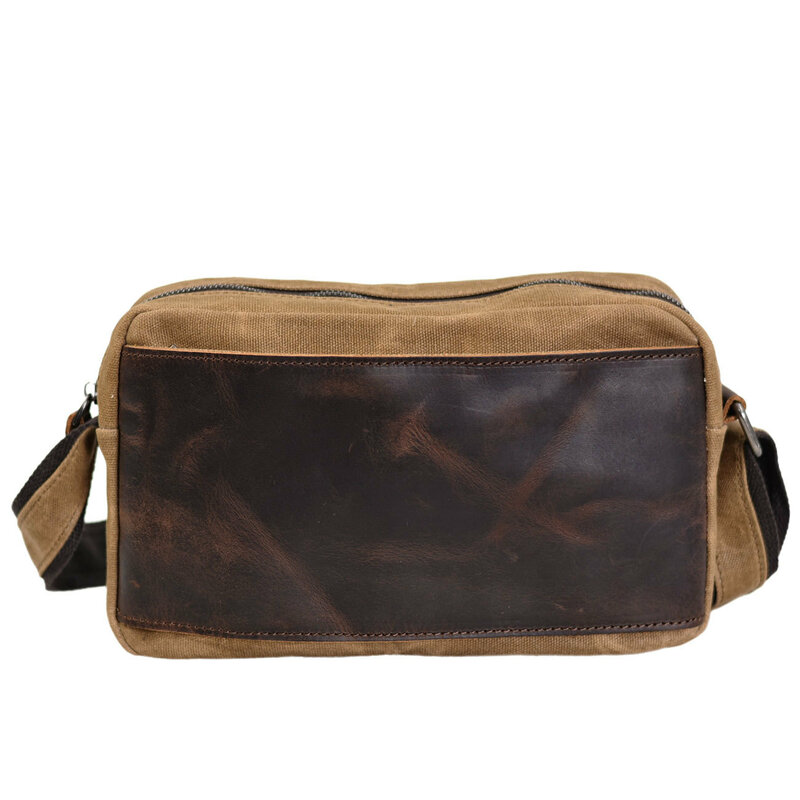 Мужская Ретро сумка через плечо из вощеной ткани с верхним слоем из воловьей кожи и горизонтальными сумочками через плечо