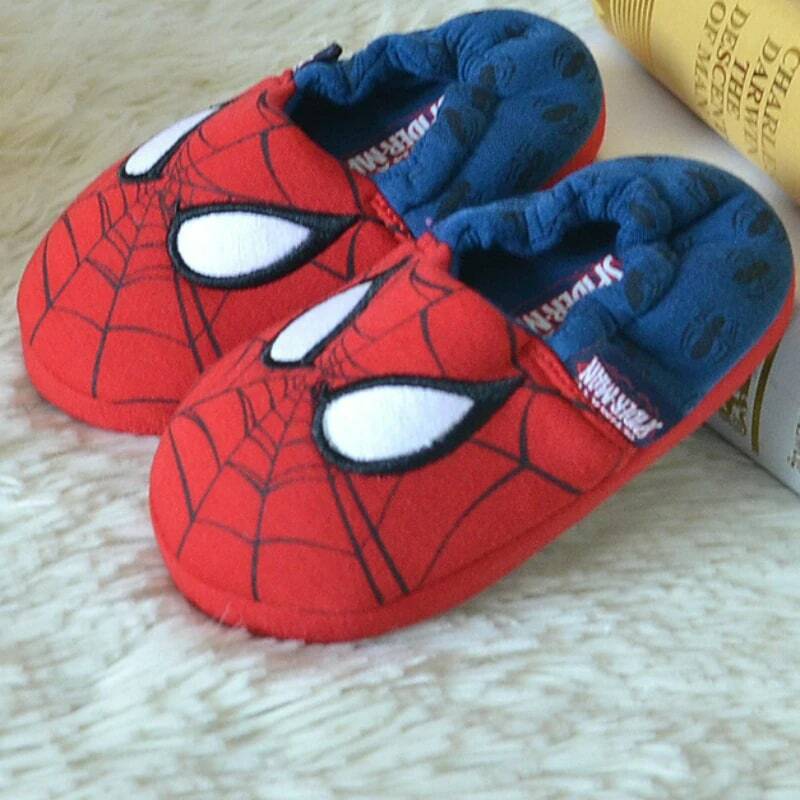 Disney Indoor Home Slippers Parent-child Heel Cotton Cartoon Slippers Anti-Skid Floor Children's Shoes Breathable Slippers Red