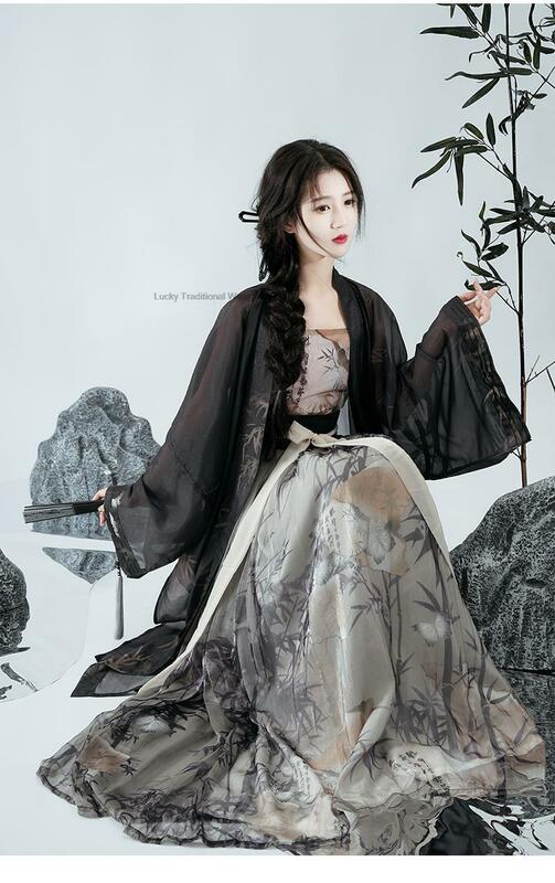 Hanfu kostum kuno anak perempuan, Hanfu asli rok pinggang kerah Hanfu pakaian Hanfu kuno sehari-hari