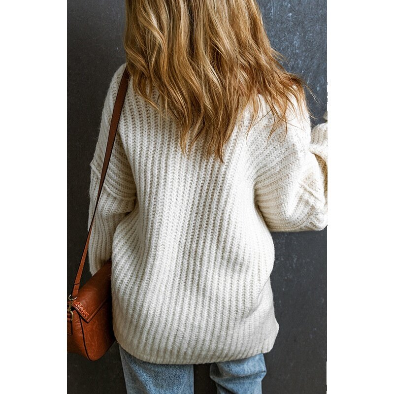 Осень 2023, новый пуловер с круглым вырезом, свитер, женский простой однотонный вязаный облегающий Топ с длинным рукавом