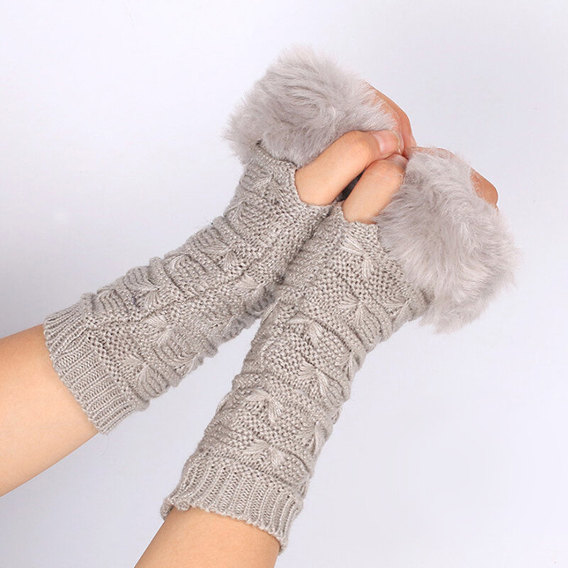 Women Gloves Butterfly Pattern Mitten Outdoor Knitted Half Finger Autumn Winter Keep Warm Fashion Thicken Protection Accessories